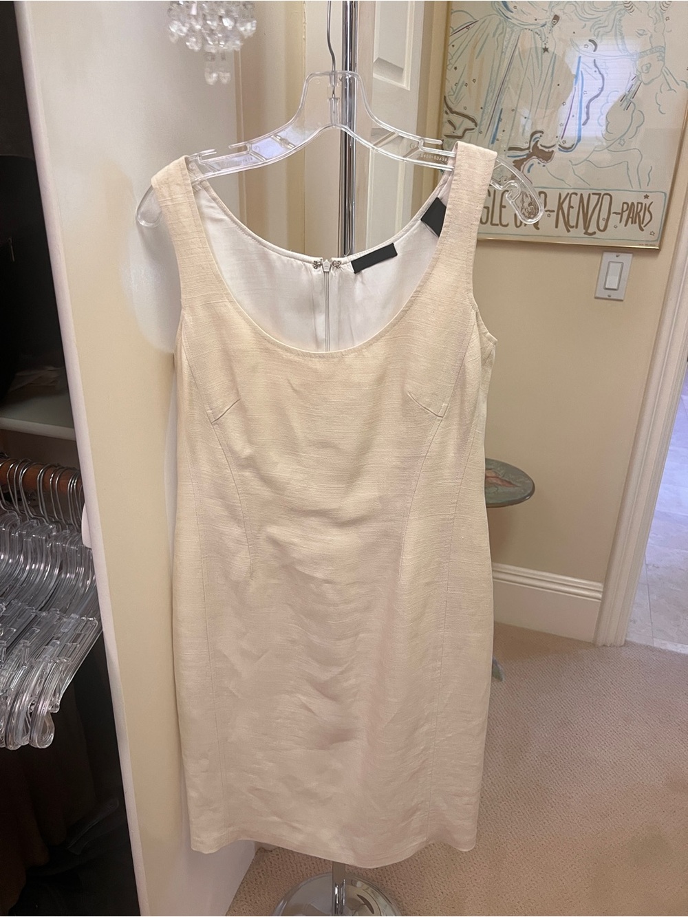 Donna Karan Sleeveless Light Cream Sheath Dress